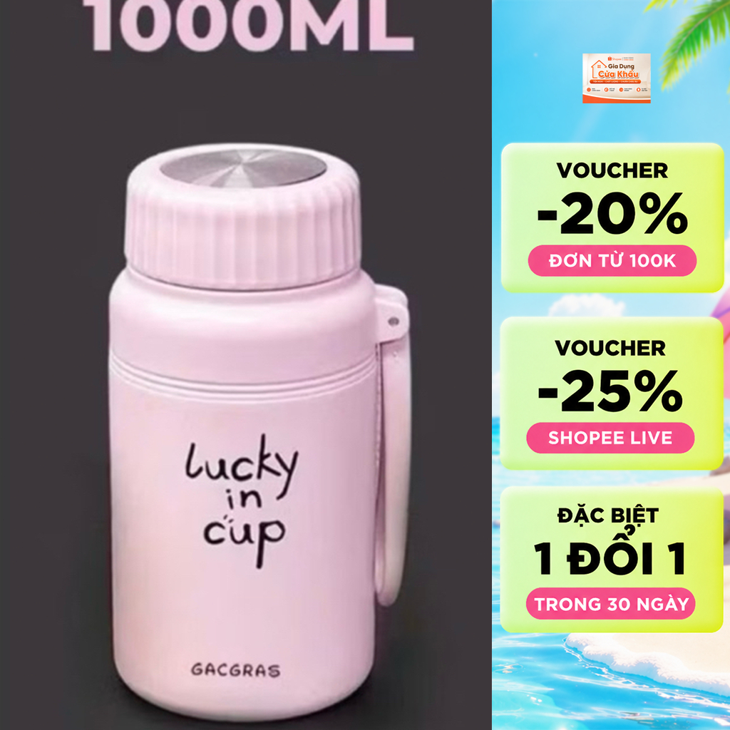 Bình Giữ Nhiệt Gucgres 1000ml - Nắp Vặn Kèm Lõi Lọc Trà - Giữ Nóng, Giữ Lạnh Lâu - Tiện Mang Đi Học, Đi Làm