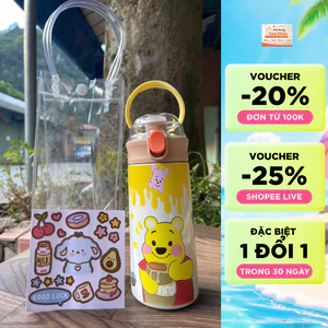 👉 Bình giữ nhiệt trẻ em hoạt hình dễ thương 400ml -500ml có ống hút, giữ nhiệt 6-12h, BPA Free, chống tràn