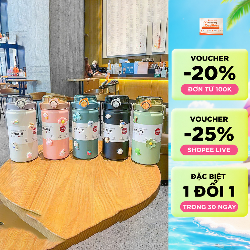 binh giu nhiet nuoc inox 316 1000ml , 1200ml có quai xách,ống hút hàng loại 1 DAKINY HOT 2024 tặng sticker