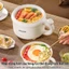 Nồi Lẩu Điện 2 Tầng Đa Năng QCOOKO Lẩu Điện 2.2L Chống Dính Công Suất 600W Hấp Nấu Đun,Nắp Làm Bát