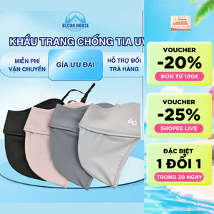 Khẩu trang su lụa chống tia UV, dày mịn 2 lớp chống nắng UPF50+ cao cấp