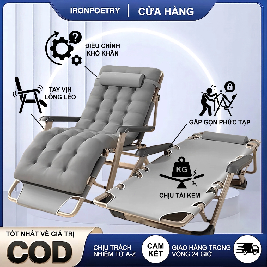 Ghế Camping Ngả Lưng IRONPO Gấp Gọn Thư Giãn Dã Ngoại Du Lịch Cao Cấp