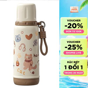 BÌNH GIỮ NHIỆT BLACK CAT INOX 316 CAO CẤP – 2 PHONG CÁCH UỐNG CÓ QUAI XÁCH TIỆN LỢI – DUNG TÍCH 550ML / 750ML