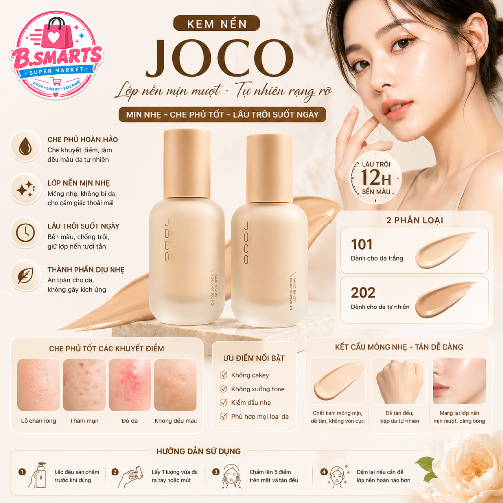 Kem Nền Che Khuyết Điểm Dạng Lỏng 40ML JOCO, Kem Che Khuyết Điểm Kiểm ...