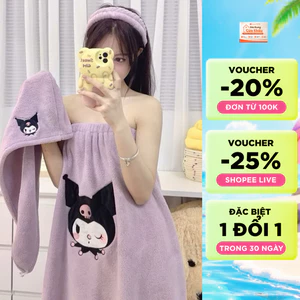 Khăn Choàng Tắm - HÀNG LOẠI 1 - Khăn Quấn Cho Bé Gái Hoạt Hình Hình Gấu Dâu Tây Dễ Thương Thấm Hút Tốt