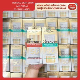 Kem Chống Nắng Phổ Rộng L'Oreal Defender SPF 50+ PA++++ 50ml - Bebeau