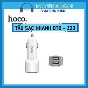 Tẩu sạc đa năng Hoco Z23 trên ô tô 2 cổng USB kép 2.4A 18W nhỏ gọn siêu bền chính hãng