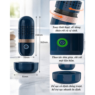 Máy Rửa Rau Củ Mini Cầm Tay | Máy Khử Trùng Ozone | Loại Bỏ Thuốc Trừ Sâu 99.9% | Sạc USB Di Động