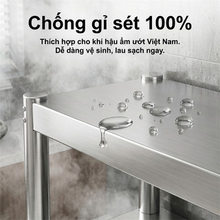 Kệ inox Cao cấp Treo tường Kệ lò vi sóng 2 tầng Có thể chịu tải 200kg Kệ để đồ nhà bếp inox