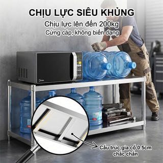 Kệ inox Cao cấp Treo tường Kệ lò vi sóng 2 tầng Có thể chịu tải 200kg Kệ để đồ nhà bếp inox