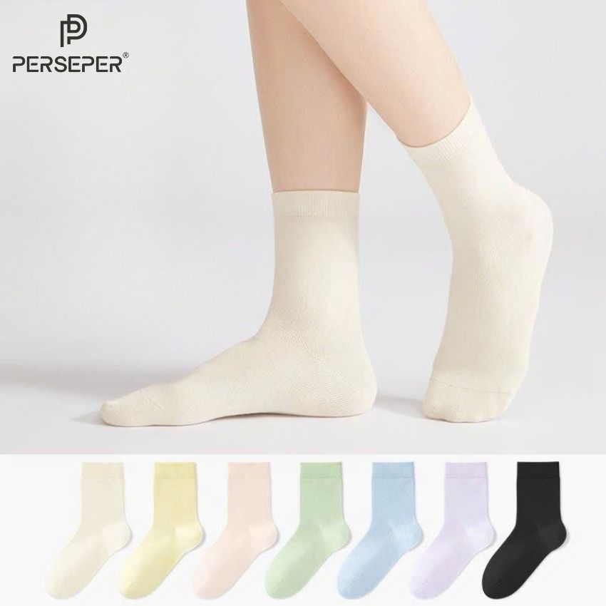 Tất cổ cao nữ nam trơn chất vải mềm dày vớ nữ nam cổ cao Unisex phong cách Hàn Quốc - Cherry Shop - 1