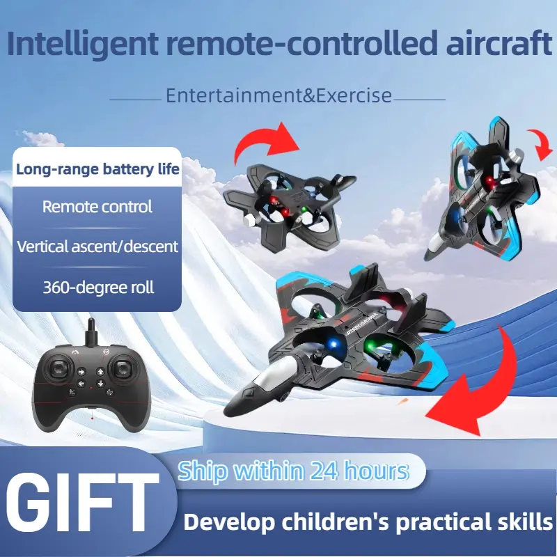 🎁 Món quà mà trẻ em thích🎁Máy bay điều khiển từ xa không dây có đèn LED Dễ dàng sử dụng Drone lơ lửng