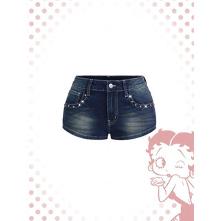 Quần short demin siêu ngắn in hoạ tiết phong cách punk y2k Abby