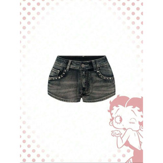 Quần short demin siêu ngắn in hoạ tiết phong cách punk y2k Abby