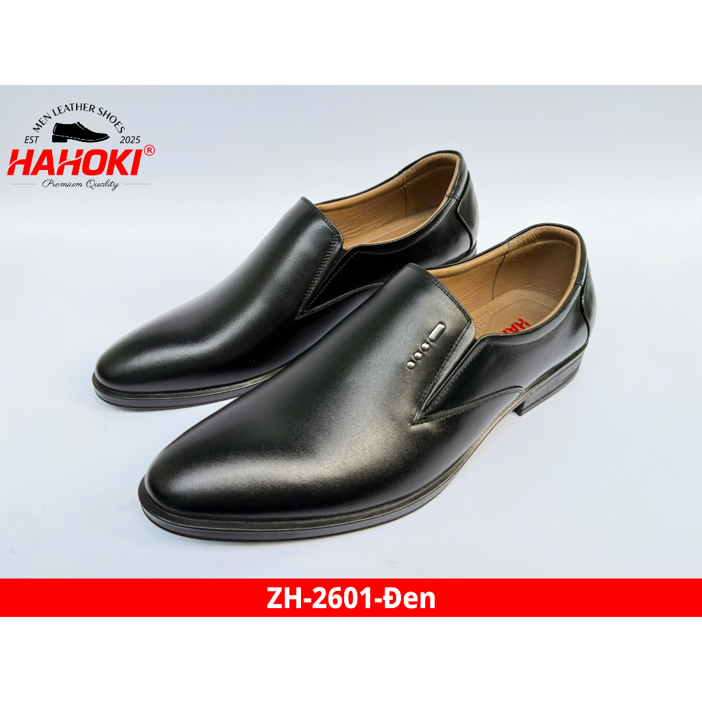Giày Lười Nam Công Sở - ZH-26 HAHOKI- Da Bò Nguyên Tấm - Đế Cao Su Đúc Nguyên Khối - Màu Đen - Size 38,39,40,41,42,43