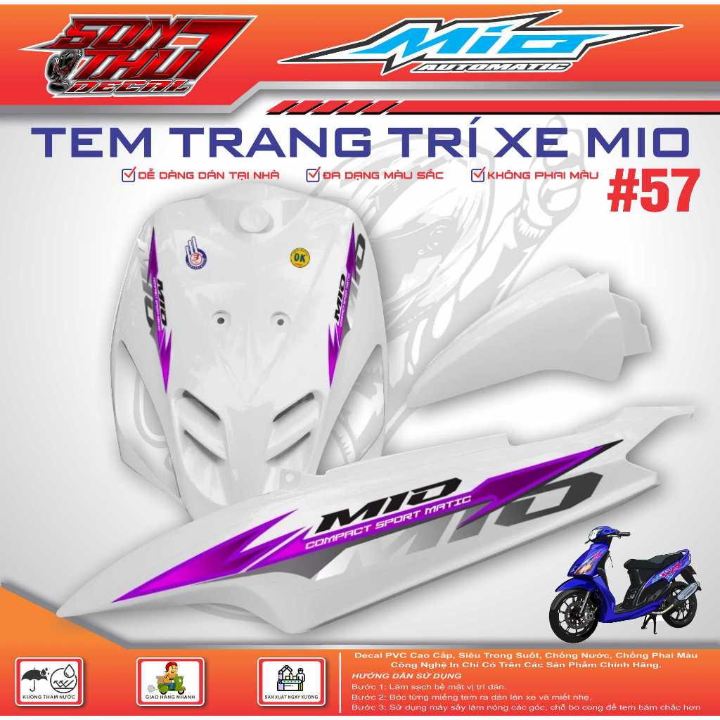 TEM XE MIO SPORT #57 (TEM IN 3 LỚP - SIÊU NÉT - SIÊU ĐẸP - SIÊU CUTE)