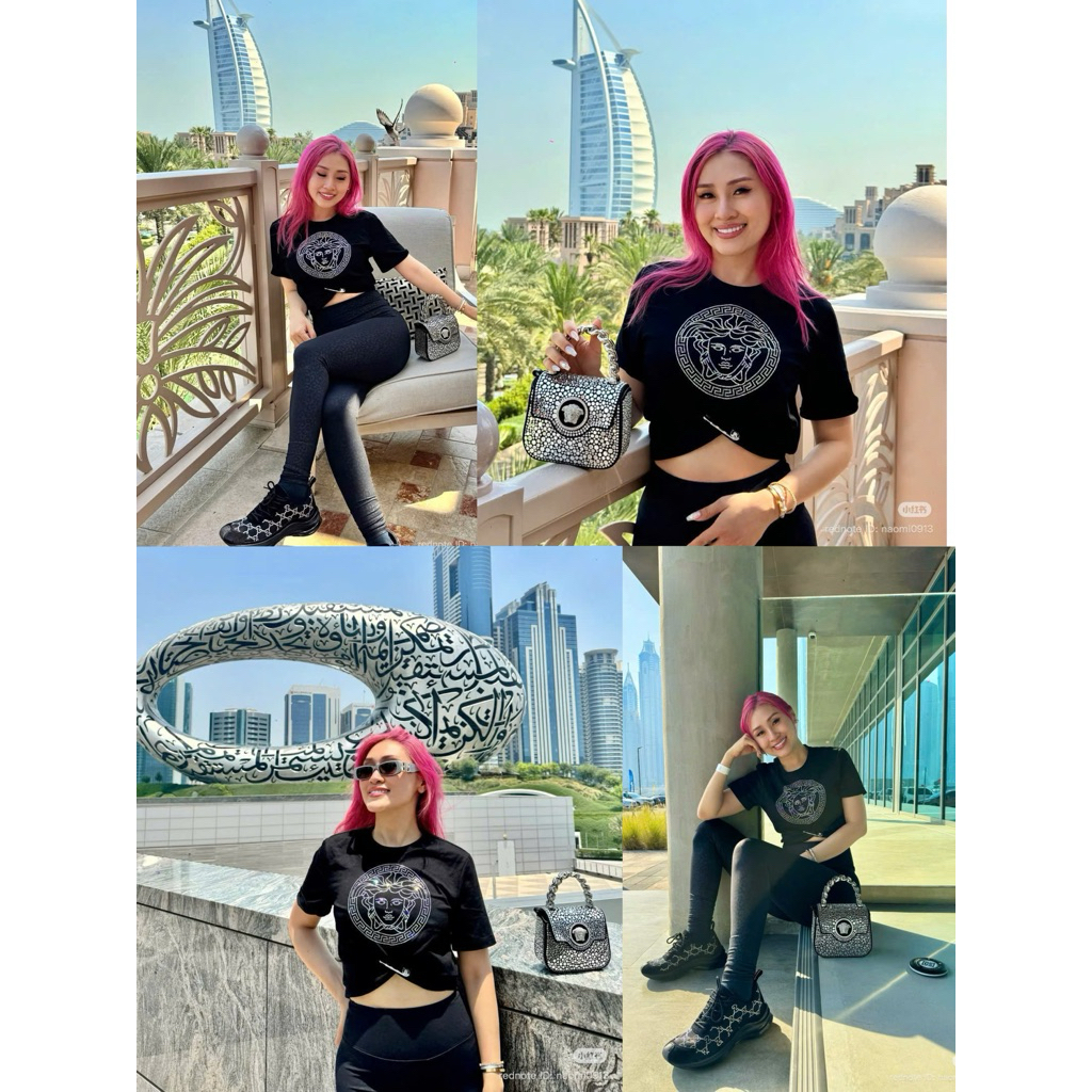 Áo croptop xoắn eo đính đá kèm ghim băng