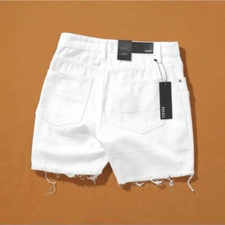Quần Short Jean Trắng Rách Gối Nam Form Slim – Co Giãn Nhẹ, Cá Tính Hè Mặc Đi Chơi Dạo Phố Du Lịch