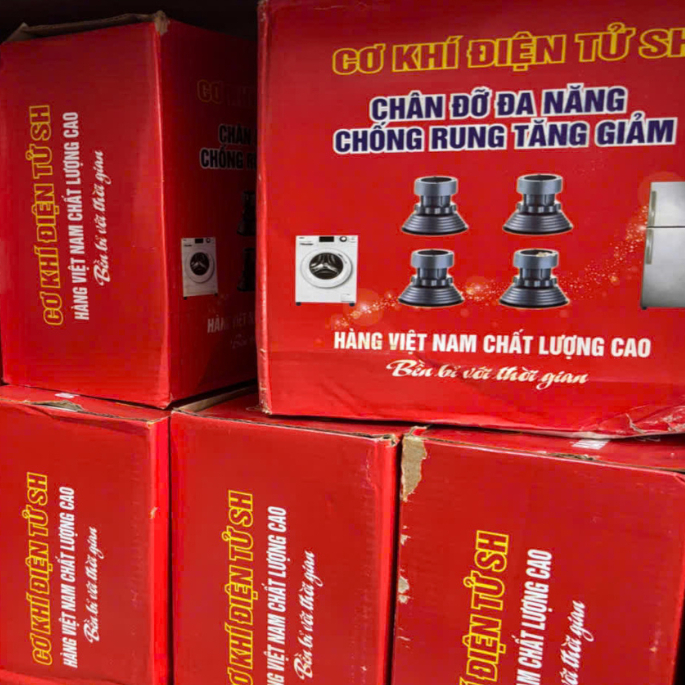 Bộ 4 chân đỡ chống rung máy giặt, tủ lạnh tăng giảm chiều cao đế cao su chống trơn trượt