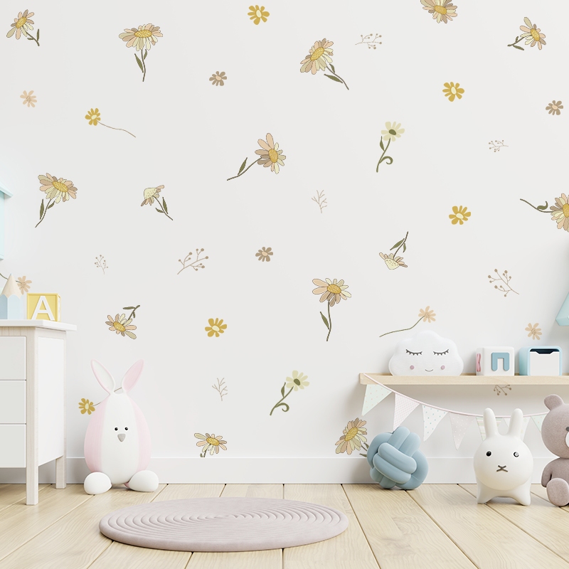 Sticker Decal Dán Tường Mẫu Hoa Nhí 15 Có Keo Sẵn - Trang Trí Cửa Kính - Decor Quán Cafe - Phòng Ngủ