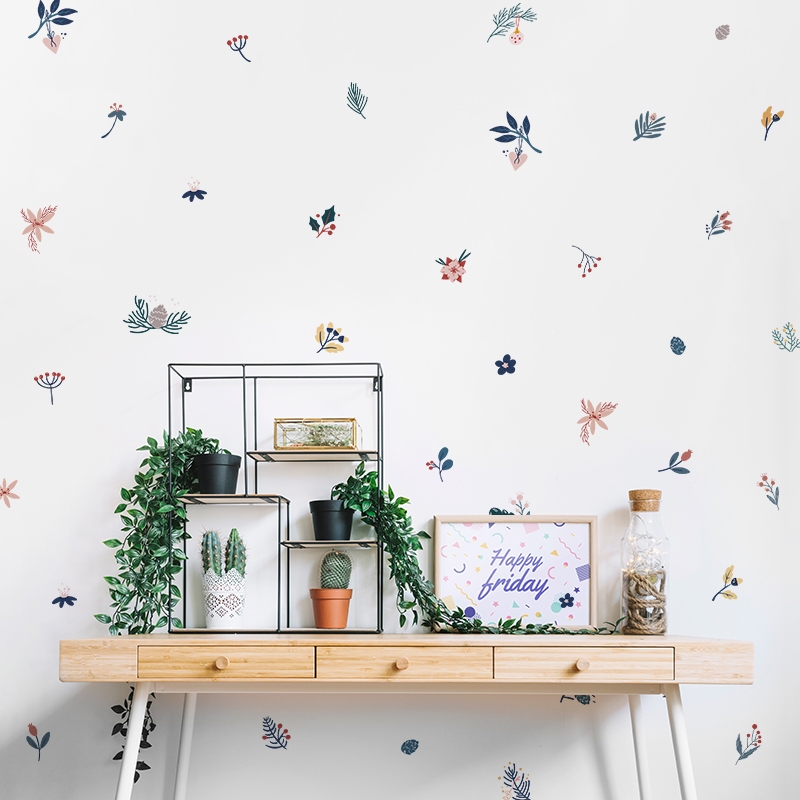 Sticker Decal Dán Tường Mẫu Hoa Nhí 16 Có Keo Sẵn - Trang Trí Cửa Kính - Decor Quán Cafe - Phòng Ngủ