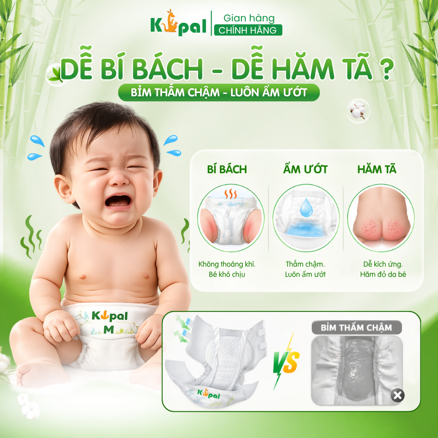 Tã Quần K-Pal Q-XL40 Size XL 40 Miếng Cao Cấp Kháng Khuẩn Siêu Thấm Hút Chống Hăm Cho Bé
