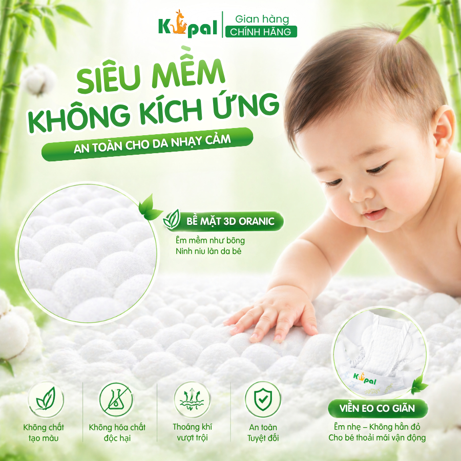Combo 2 Tã Quần K-pal Q-m44 Size M 88 Miếng Cao Cấp Kháng Khuẩn Siêu Thấm Hút Thoáng Khí Chống Hăm