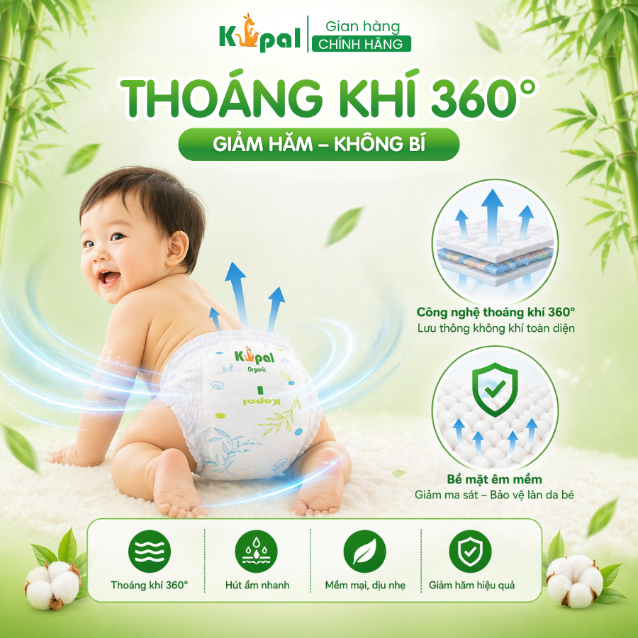 Combo 2 Tã Quần K-pal Q-m44 Size M 88 Miếng Cao Cấp Kháng Khuẩn Siêu Thấm Hút Thoáng Khí Chống Hăm