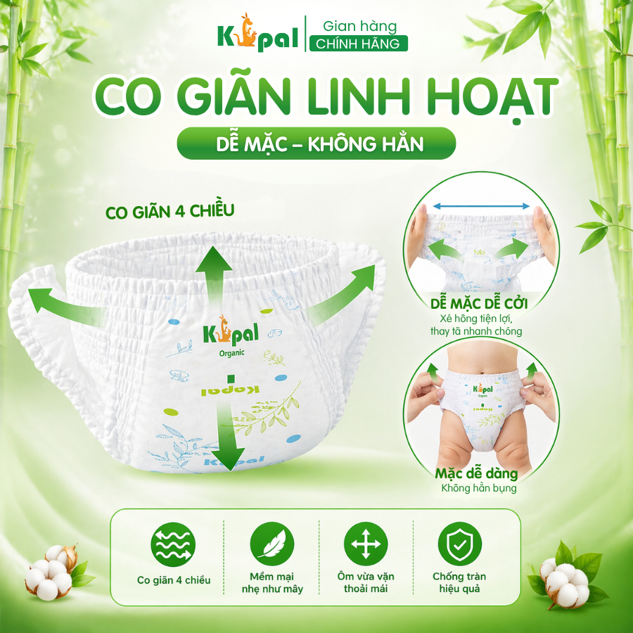 Combo 2 Tã Quần K-pal Q-m44 Size M 88 Miếng Cao Cấp Kháng Khuẩn Siêu Thấm Hút Thoáng Khí Chống Hăm