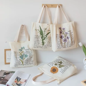 Túi vải đeo vai họa tiết hoa xinh xắn - túi tote canvas có khóa kéo thời trang dễ thương tota0313