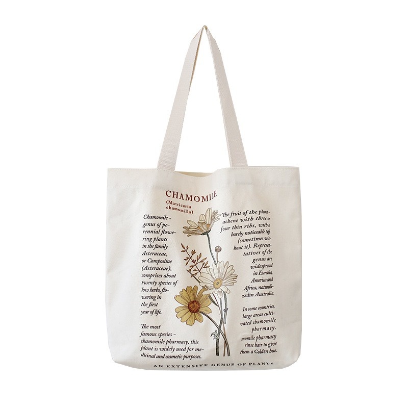 Túi vải đeo vai họa tiết hoa xinh xắn - túi tote canvas có khóa kéo thời trang dễ thương tota0313