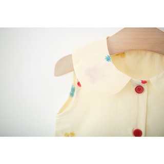 Váy bé gái sát nách 9th-4 tuổi vải thô cotton thêu hoa mềm thoáng mát mùa hè D1305 Bí Ngô Nhỏ