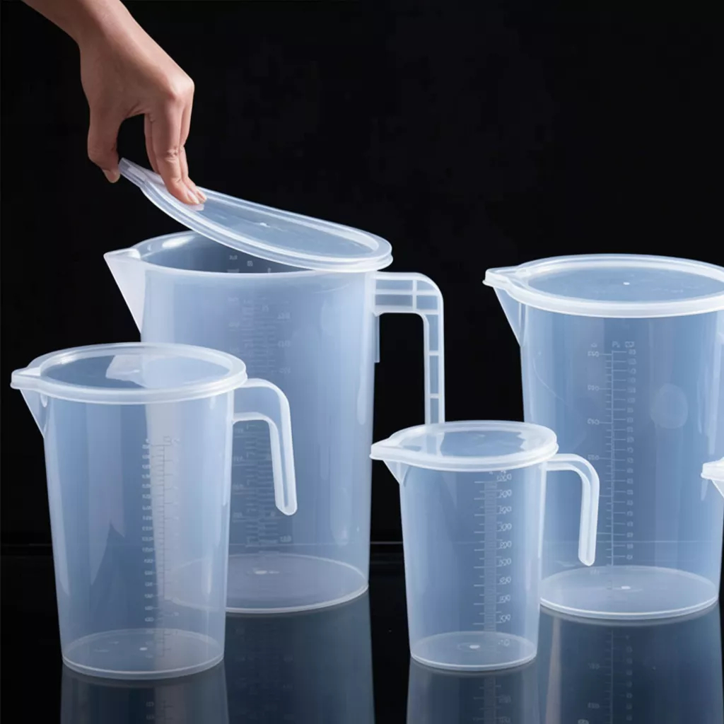 Ca Đong Nhựa Chia Vạch Đủ Size 50ml Đến 3000ml Không Nắp, Có Nắp Cốc Định Lượng Nhựa PP Dụng Cụ Nhà Bếp