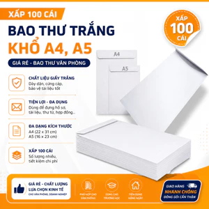 Xấp 100 cái Bao thư trắng khổ A4,A5 giá rẻ - Bao thư văn phòng