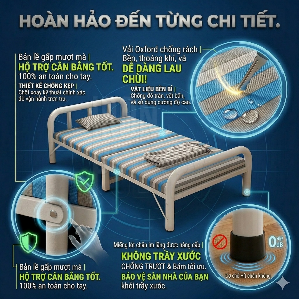 Tổng Kho - Giường Gấp IRONPO Khung Thép Cao Cấp Chắc Chắn Giường Gấp Gọn Nhẹ Bền Bỉ