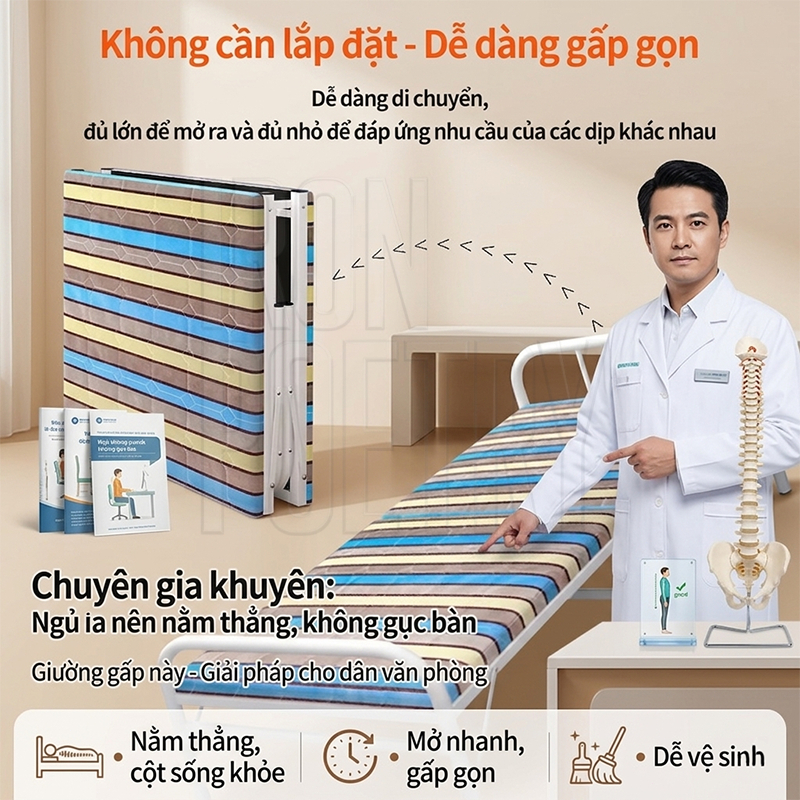 Tổng Kho - Giường Gấp IRONPO Khung Thép Cao Cấp Chắc Chắn Giường Gấp Gọn Nhẹ Bền Bỉ