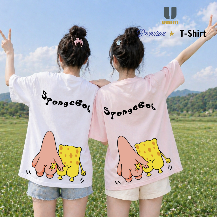 [ Vải 250 GSM ] Áo Thun Spongebob Squarepants Bóp Mông Tình Bạn Áo Thun Đôi Nhóm Bạn Thân Chất Liệu 100% Cotton Cao Cấp