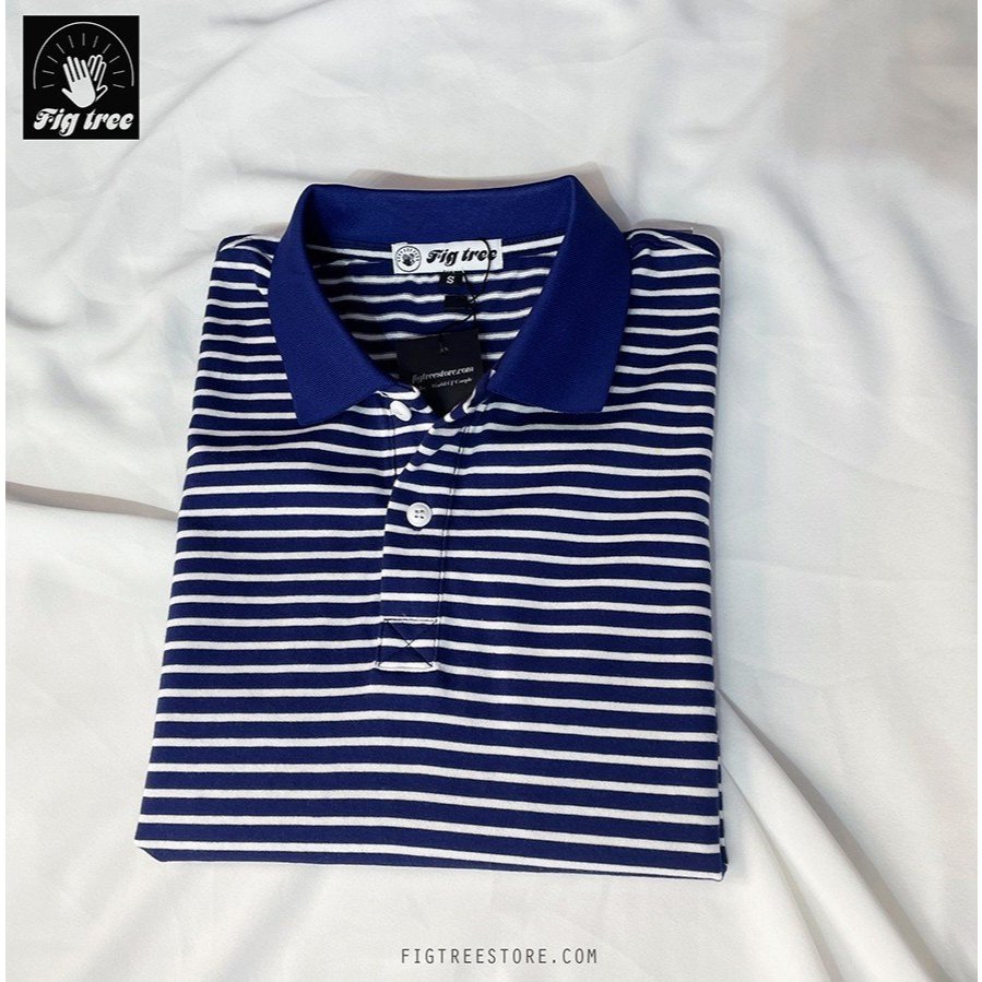 Áo Thun Polo Sọc Fig Tree Thun, Áo Thun Nam Có Cổ Chất Cotton mềm mịn, Thoáng Mát