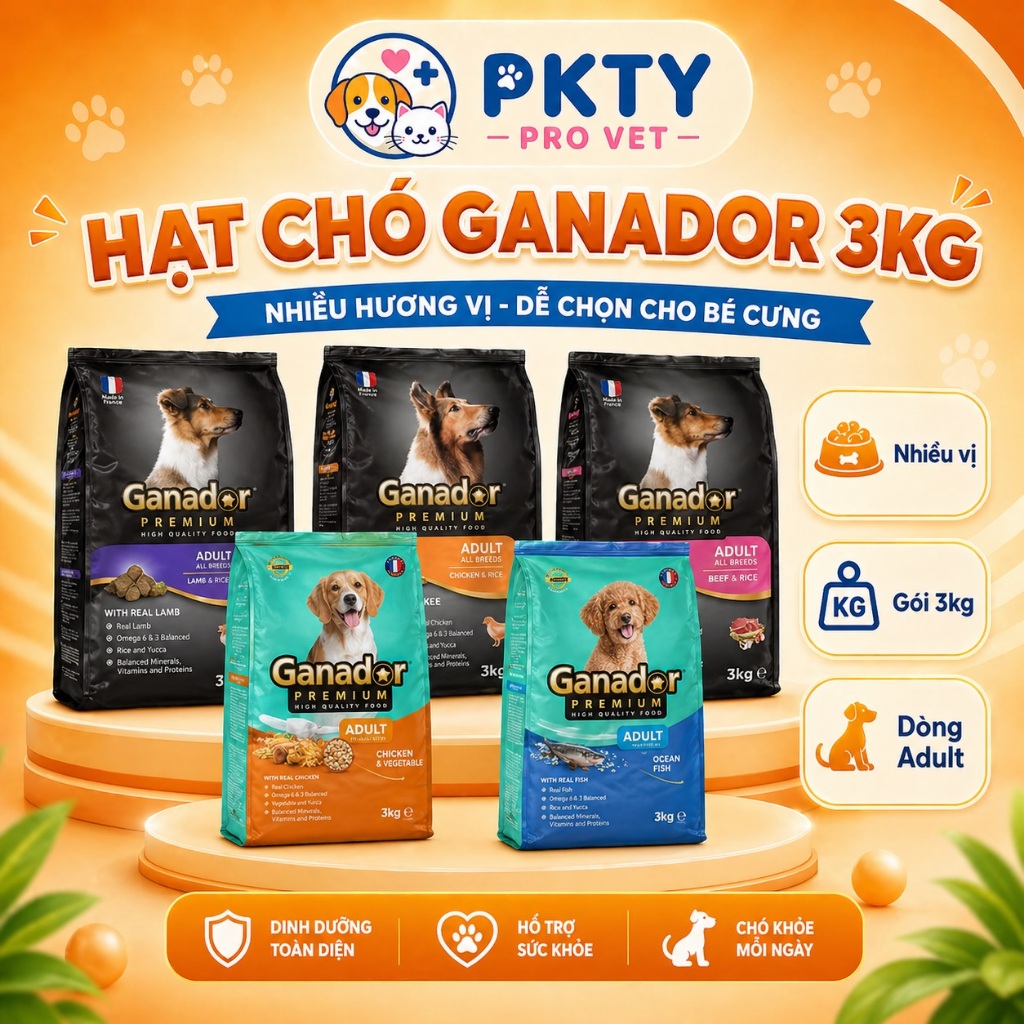 FREESHIP XTRA! Thức ăn hạt Ganador 3kg - Cho chó mọi lứa tuổi. | Shopee ...
