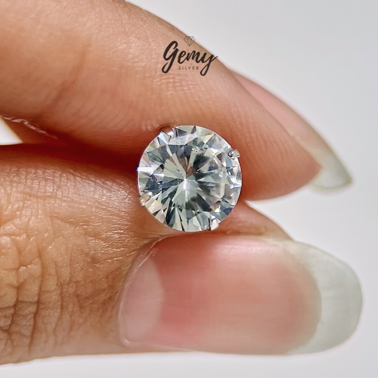Khuyên tai bạc 925 hoa tai nụ đá nhiều size basic đeo hàng ngày  K129 (1 chiếc) | GEMY SILVER