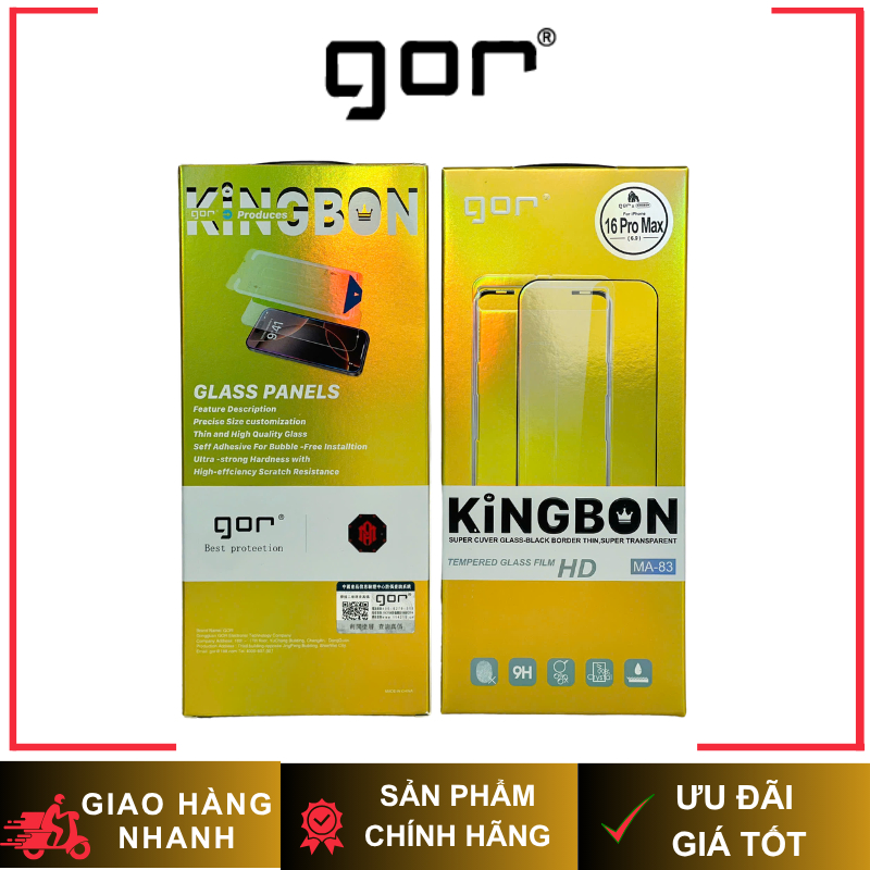 Cường Lực Gor MA83 Trong Suốt Có Viền Đen 100% Không Lẹm Viền Có Khung Chính Hãng cho iP 14| 15| 16| 17 Series