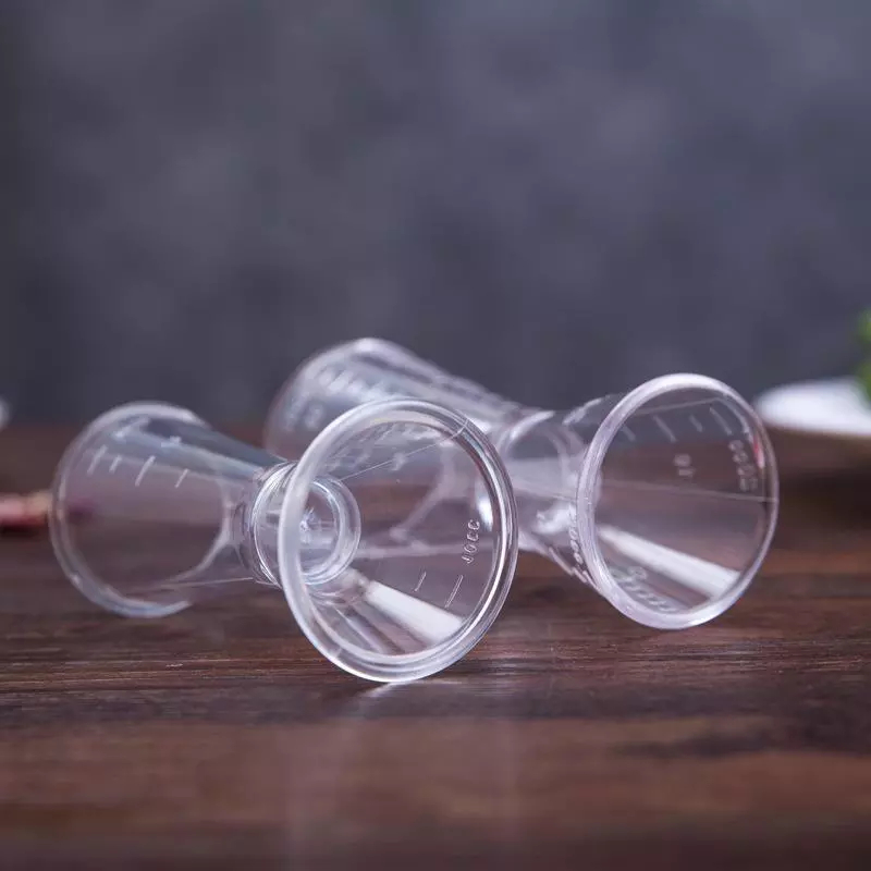 Ly đong nhựa jinger định lương hai đầu, có chia vạch dùng cho pha chế cà phê, trà sữa, đồ uống