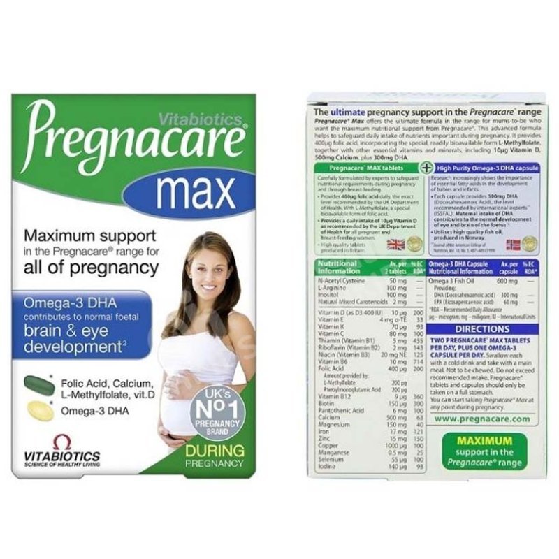 Viên Uống Tổng Hợp Cho Mẹ Bầu Pregnacare Max Bổ Sung Vitamin,Omega 3 DHA Hộp 84 Viên |Babymall &Care