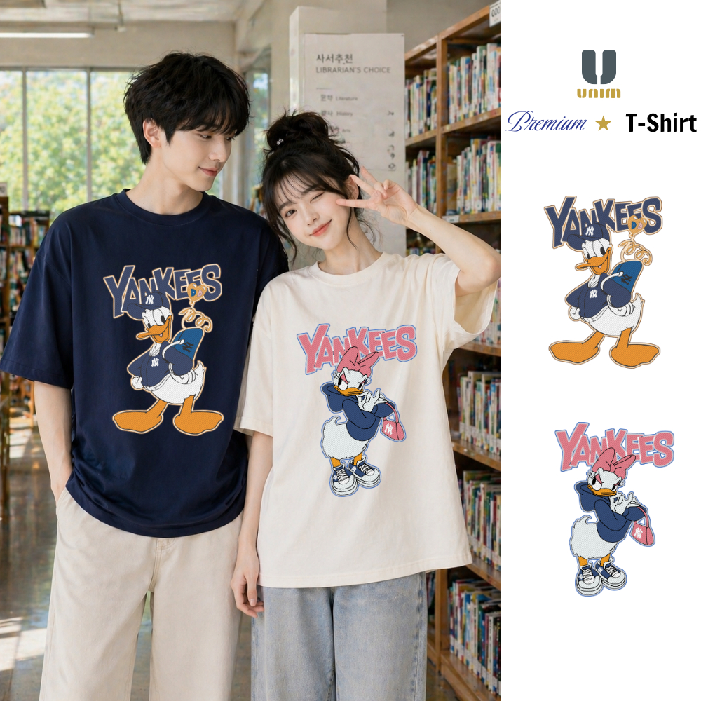 Áo Thun Đôi Donal & Daisy Unim Fashion Form Rộng Chất Liệu Cotton Cao Cấp 2 Chiều Mềm Mịn Không Xù