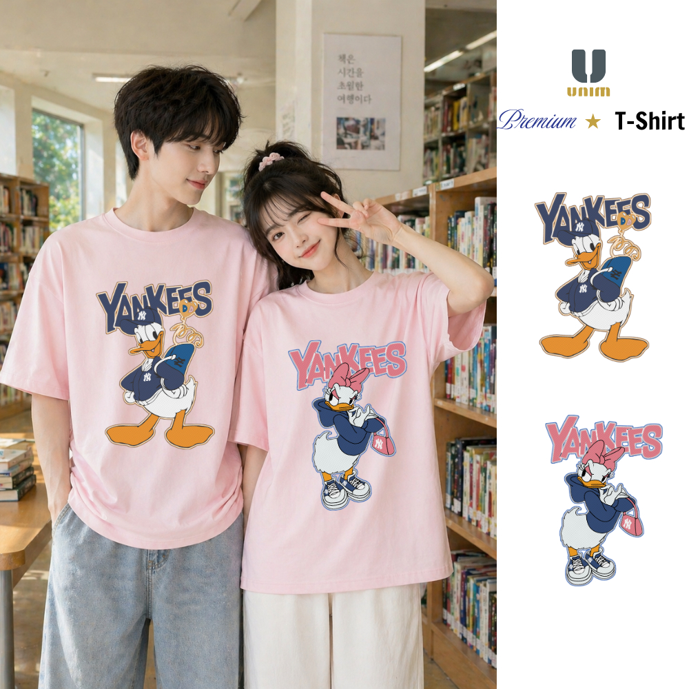 Áo Thun Đôi Donal & Daisy Unim Fashion Form Rộng Chất Liệu Cotton Cao Cấp 2 Chiều Mềm Mịn Không Xù