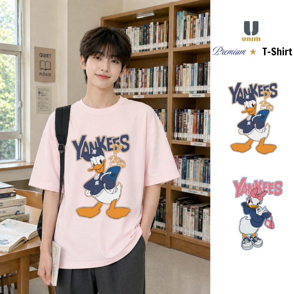 Áo Thun Đôi Donal & Daisy Unim Fashion Form Rộng Chất Liệu Cotton Cao Cấp 2 Chiều Mềm Mịn Không Xù