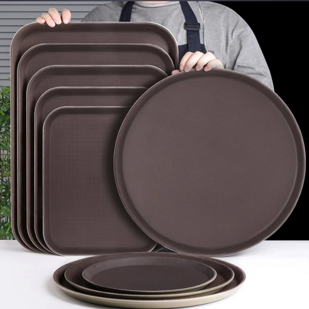 Khay Phục Vụ Chống Trượt Nhựa Cao Cấp Hình Tròn Chữ Nhật Nhiều Size Bưng Bê An Toàn