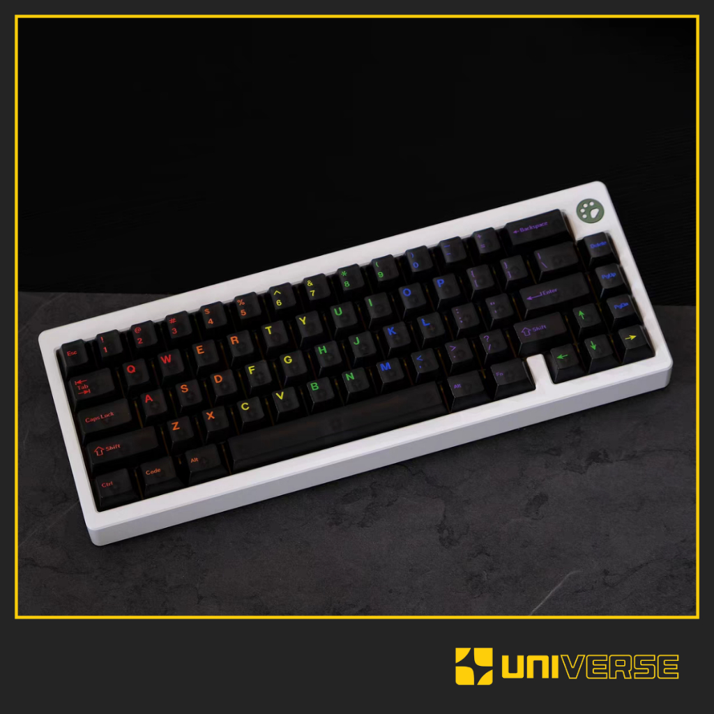 Keycap Aifei Midnight Rainbow Xuyên Led ABS In UV Profile Cherry Alice 122 Nút Keycap Trong Suốt Đen Sương Mờ Universe | BigBuy360 - bigbuy360.vn