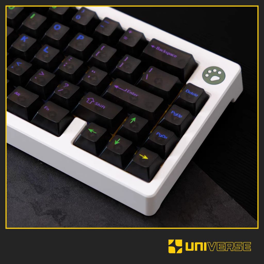 Keycap Aifei Midnight Rainbow Xuyên Led ABS In UV Profile Cherry Alice 122 Nút Keycap Trong Suốt Đen Sương Mờ Universe | BigBuy360 - bigbuy360.vn