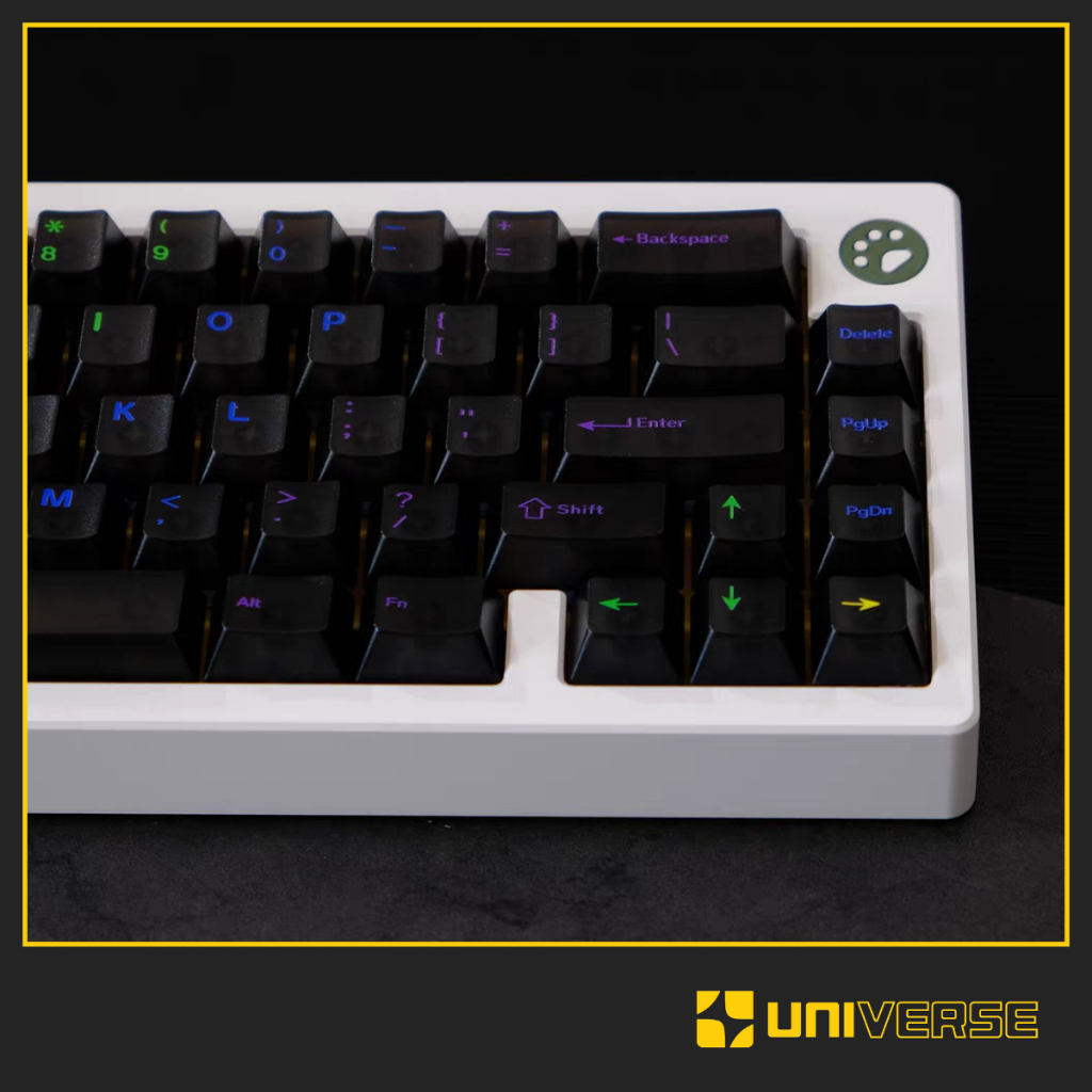 Keycap Aifei Midnight Rainbow Xuyên Led ABS In UV Profile Cherry Alice 122 Nút Keycap Trong Suốt Đen Sương Mờ Universe | BigBuy360 - bigbuy360.vn